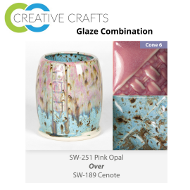 Pink Opal SW251 over Cenote SW189 Stoneware Combination